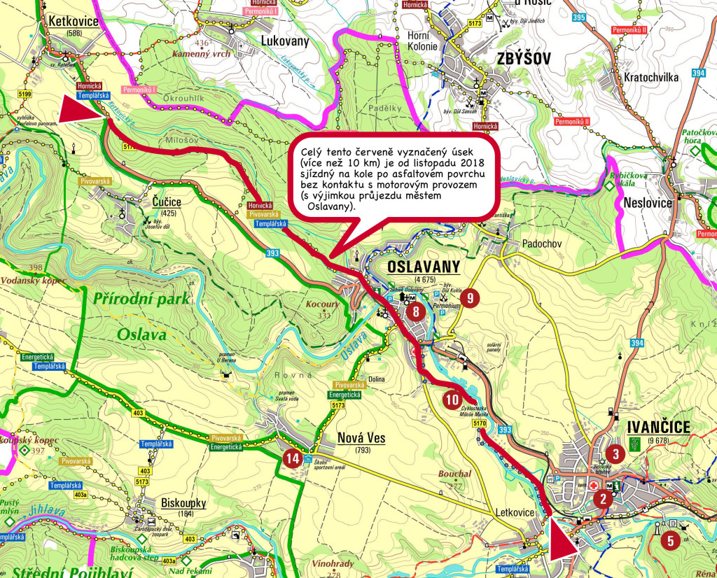 Vyznačení asfaltové cyklotrasy Ivančice-Ketkovice